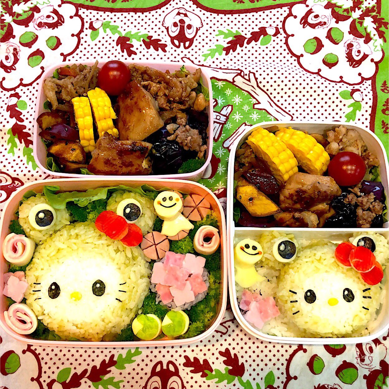 Taka 今日のキャラ弁 おはようございます 今日は姉さん 次男弁当 なんか夜どうし雨降ってる こんなどんよりした日は 頭痛くなるからイヤだなぁ 今日もよろぴくぅ キャラ弁 キティ カエルキティ キティちゃん お弁当作り楽しもう部 息子弁当 娘