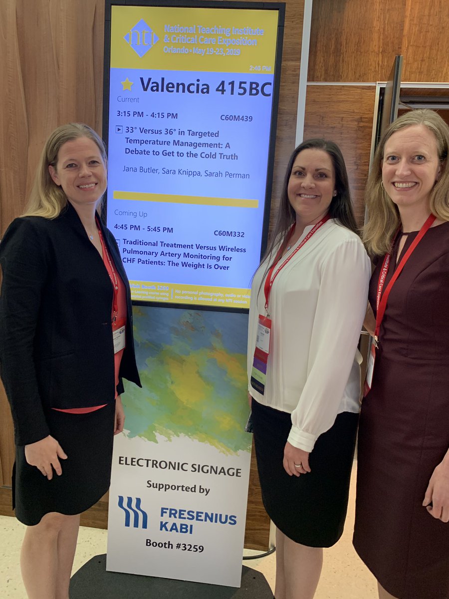 sarahmperman's tweet photo. Tremendous multidisciplinary team from @uchealth @CUAnschutz discussing the merits of 33 v. 36 at #NTI2019.  So fortunate to work with these tremendous women, educators and champions for cardiac arrest patients in CO.  @Sara_Knippa &amp; Jana Butler.  @CUEmergency https://t.co/TFWiiS6uTQ