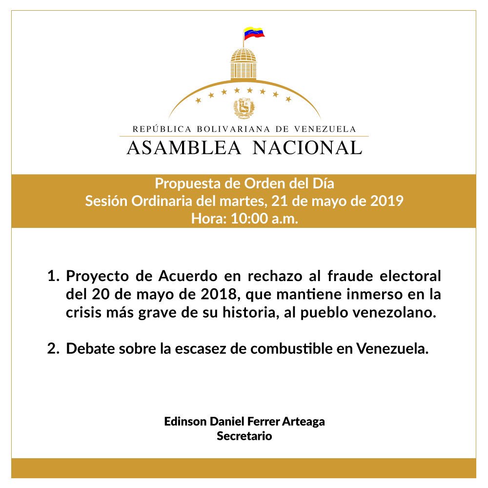 jguaido's tweet photo. Desde la @AsambleaVE, nuestro compromiso ha sido abordar los principales problemas que aquejan a los venezolanos y presentar soluciones.
Mañana seguimos dando la cara por Venezuela, avanzando en la salida de la crisis y preparándonos para la reconstrucción nacional. #AgendaAN https://t.co/2UhsvSwdum