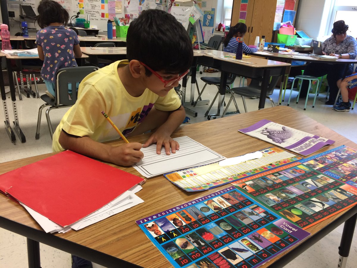 PCulvyhouse's tweet photo. Writing workshop is rocking! This first grader took the initiative to bring all of his resources to the table and organize them. He then asked how to draw a deer. I referred him to a book we read and found a video on YouTube. @CardinalRidgeES #MotivationalMonday #CREyr5 https://t.co/haNUTFqPno
