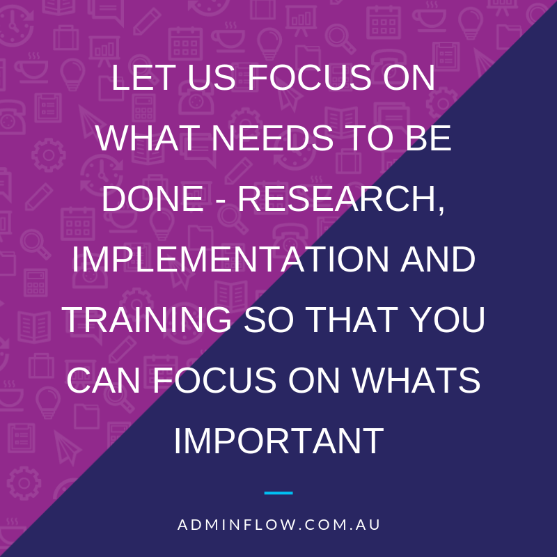 Adminflow's tweet image. Let us focus on what needs to be done - research, implementation and training, so that you can focus on what&apos;s important.