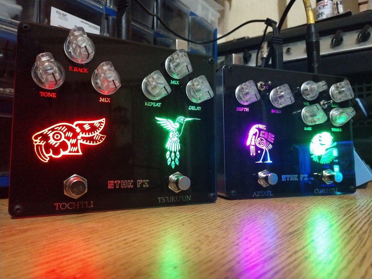VictorStak's tweet photo. Cuauhtli Drive + Aztatl Chorus + Ts'uru'un Delay + Tochtli Reverb 😍
#StakFx #Handmade #HechoEnMexico #PedalgearMexico #Pedalboard #pedaleffects #pedalboardoftheday #pedales #PedalGear #pedalgram #PedalPorn #pedaloftheday #pedalgearchile #CustomPedals #CustomFx #CustomShop https://t.co/An270jwuPm
