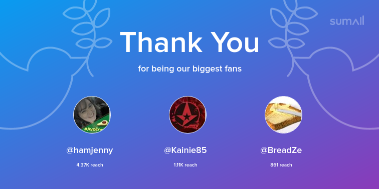 9giveaway's tweet photo. Our biggest fans this week: hamjenny, Kainie85, BreadZe. Thank you! via https://t.co/zIxU59sspv https://t.co/lYvKcmjDOa