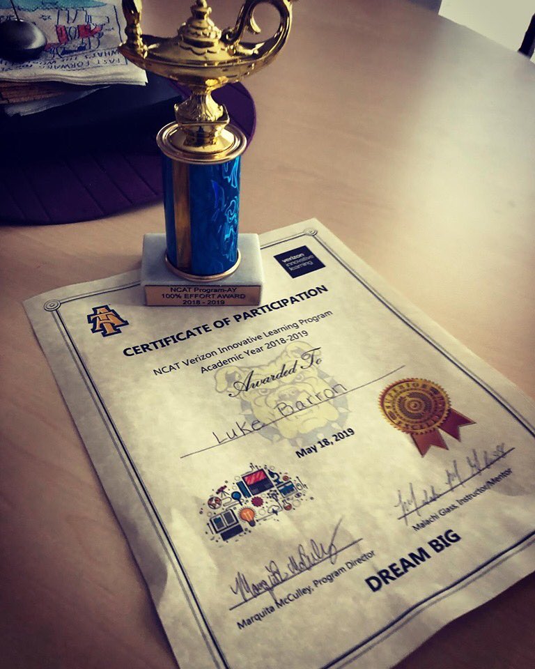 ABPositively's tweet photo. Super proud of The Boy for winning the MVP 💯 effort award for academics for @NCAT_VIL_MM #Base11 group! He is a beast on the silver field, but I am most proud Of this award! #AggiePride #WinningOnTheFieldAndInTheClassroom https://t.co/fhDbPR9zzo
