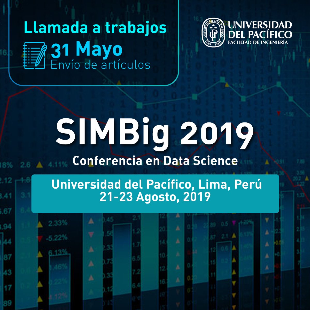 UdelPacifico's tweet photo. Sé parte de la 6 Conferencia Internacional sobre Gestión de la información y Big Data, #SIMBig 2019 enviando tu trabajo de investigación hasta el 31 de mayo. 💡Conoce a los expositores quienes comparartirán sus conocimientos sobre Ciencia de Datos, Biomedicina y más 👇 https://t.co/M3nllDlKJd