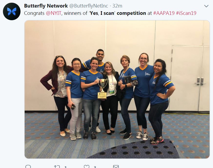 nyitpa's tweet photo. Wow, well done to our champs! #NYIT's Team Sonic Boom won the Yes I Scan Ultrasound competition today against 36 other great teams from PA programs nationwide 🙌🥇🏆🎉 #aapa19 #NYITDidThat https://t.co/13aegZPmIz https://t.co/AIkinhsFPJ
