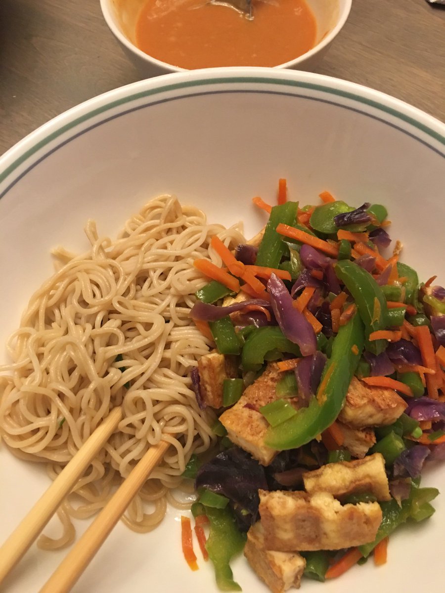 Too lazy to cook? How about brown rice ramen, sautéd vegetables, grilled tofu with miso sauce  #Foodies  #MondayMotivation