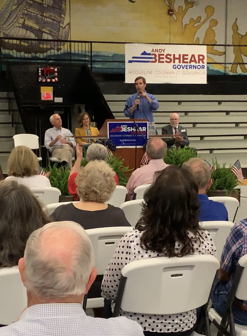 AndyBeshearKY's tweet photo. I have deep family roots in western Kentucky & every time I stop by it always feels like home. Thank you to our volunteers and supporters in Muhlenberg County for an amazing end to our #TalkVsAction tour. Let’s get to the polls tomorrow! #KYGov https://t.co/cUcYFAy32w