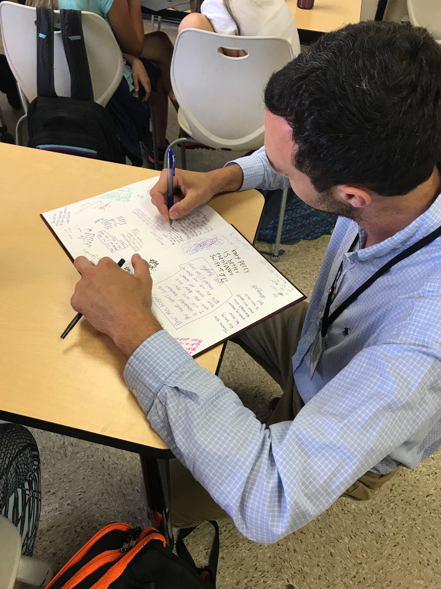 CMBedenbaugh's tweet photo. When the most popular teacher at school asks you to sign her yearbook... you do! Gonna miss you @rm511historians https://t.co/zhYxfw6mC0
