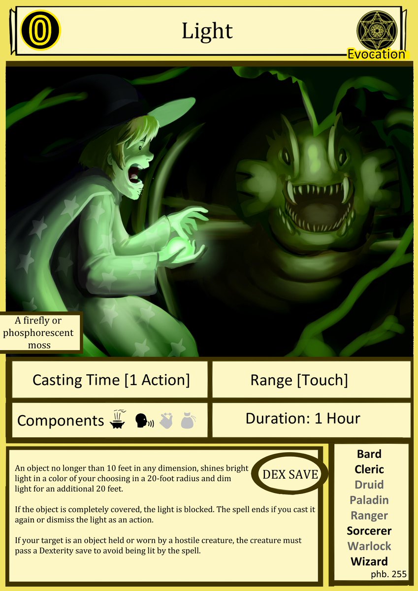EdowaadoG's tweet photo. Some D&amp;D Spell Card Designs I've done Recently. The Artwork was especially fun to paint as I try to get better with my painterly skills. https://t.co/xG0YPorkM5