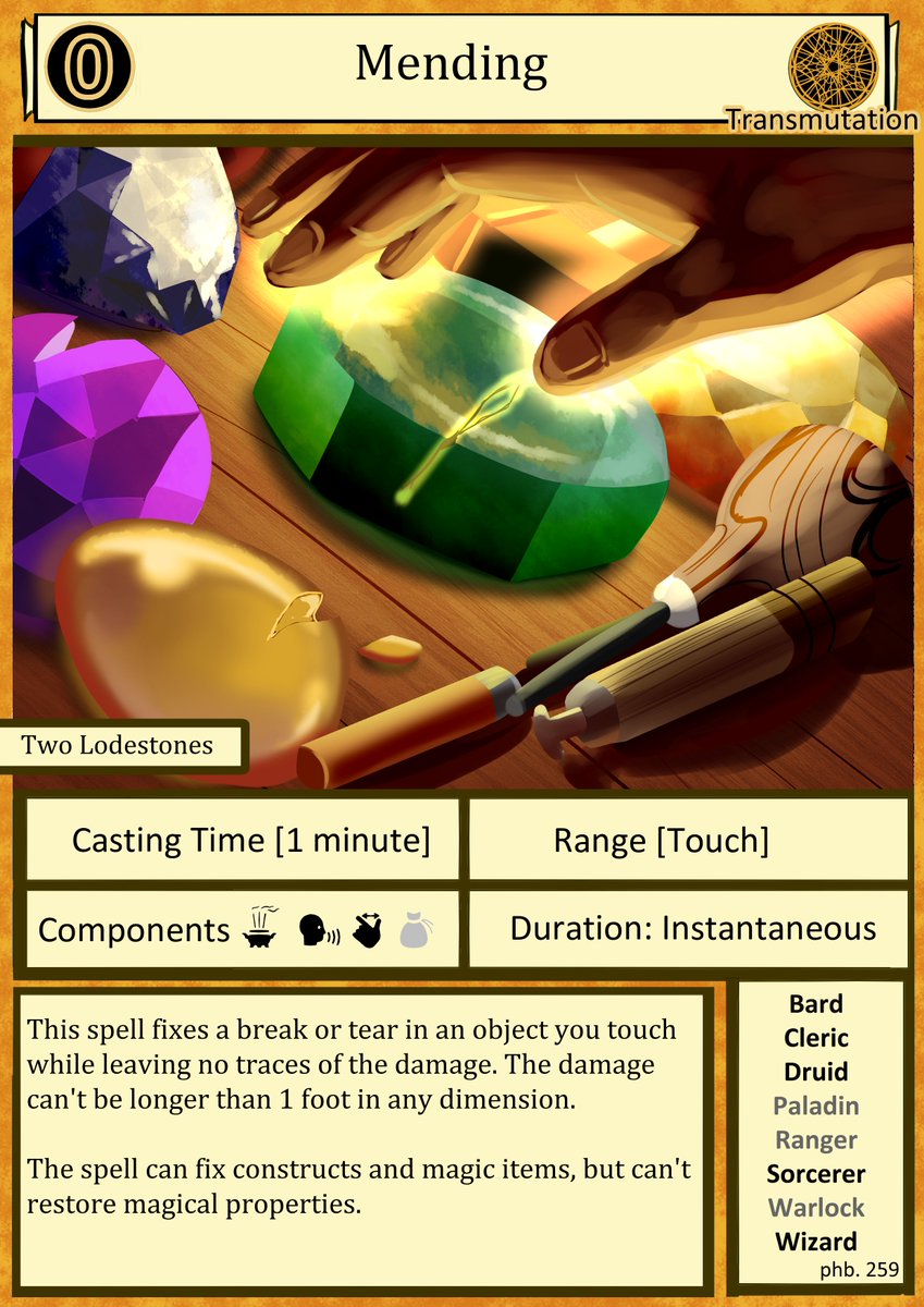 EdowaadoG's tweet photo. Some D&amp;D Spell Card Designs I've done Recently. The Artwork was especially fun to paint as I try to get better with my painterly skills. https://t.co/xG0YPorkM5