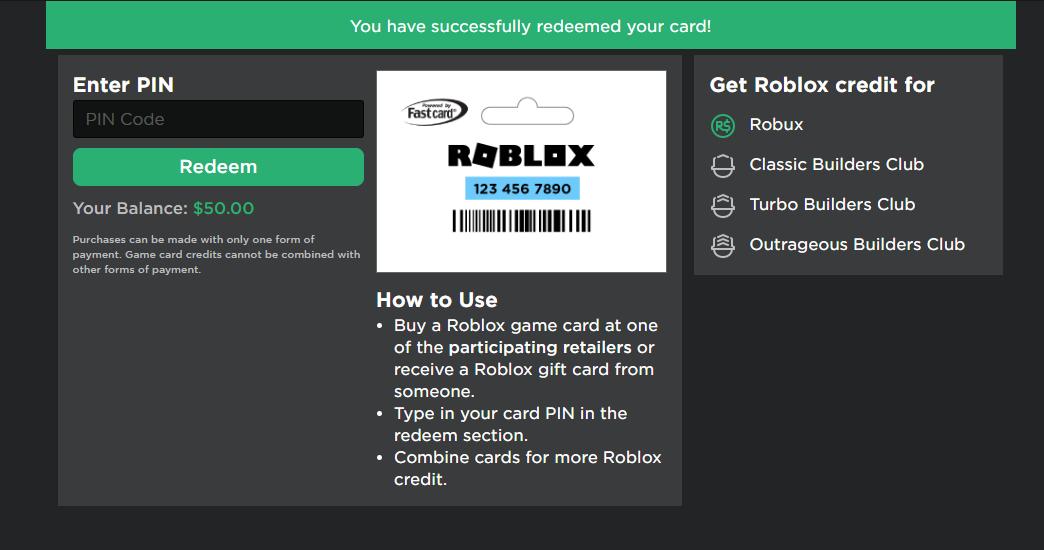 Redeem Robux Pin Code