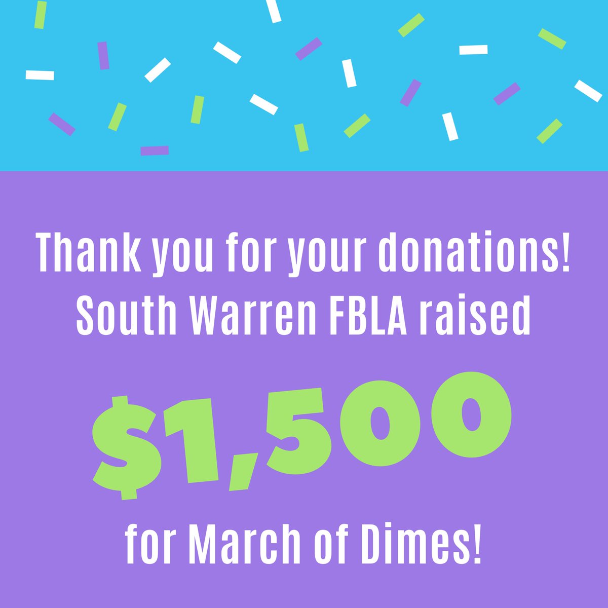 Thank you <a href="/SouthWarrenHigh/">Jenny Hester</a>! I’m proud to announce our total for the school year!! <a href="/MarchofDimes/">March of Dimes</a> <a href="/swhsfbla19/">South Warren FBLA</a>