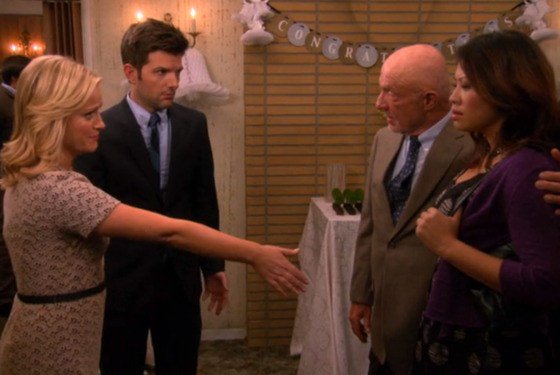 sammyrichh's tweet photo. Just realized Michael Scotts GF from Benihana is also Ben's Dad's GF Ulani and this is the true crossover The Office and Parks and Rec intended https://t.co/sufFr4USx6
