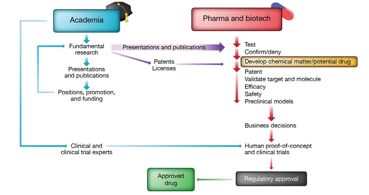 HenkJanOut's tweet photo. Het idee dat universiteiten nieuwe medicijnen ontdekken waarna bedrijven die overnemen en op de markt brengen klopt fundamenteel niet. Prima stuk van Jeffrey Flier van Harvard Medical School  https://t.co/9C4jwPs13b https://t.co/fp96sJ3Ap2