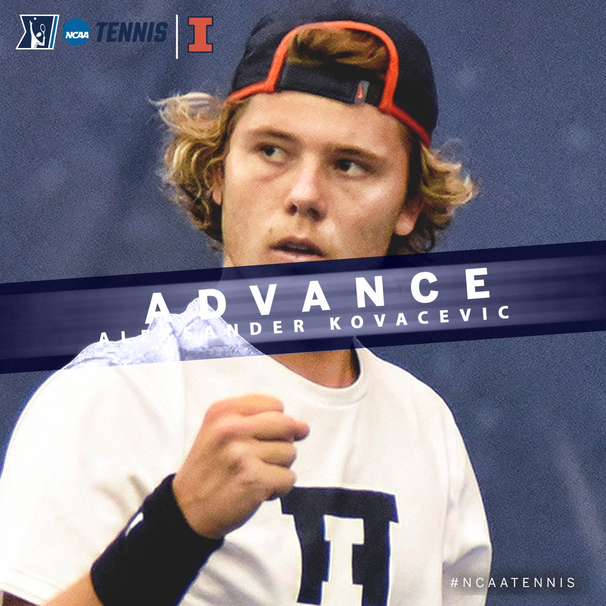 Aleksander Kovacevic of @IlliniMTennis advanced to the @NCAATennis Second Round after a6-3, 6-3 victory over Guanarteme Nuez, UT Arlington. #B1GMTennis