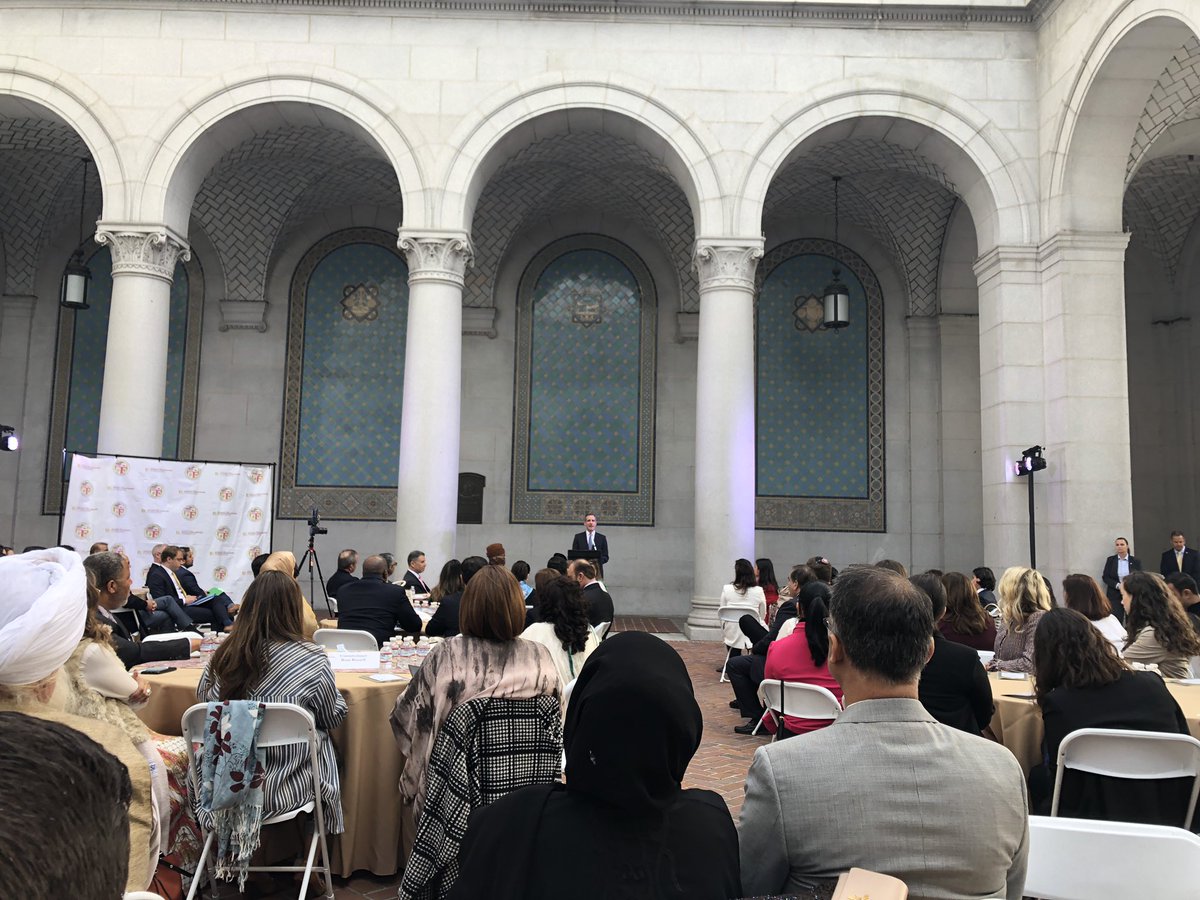 Marrraleh's tweet photo. Thrilled 2 attend tonight’s City of LA Annual Interfaith #Iftar!  Thank you @MayorOfLA &amp; @LACityHRC for your leadership in celebrating our city’s #diversity &amp; for fostering a culture of #inclusion! Thrilled to see special guest and community leader @realmahershala #RamadanMubarak https://t.co/1ssMt8rUB7