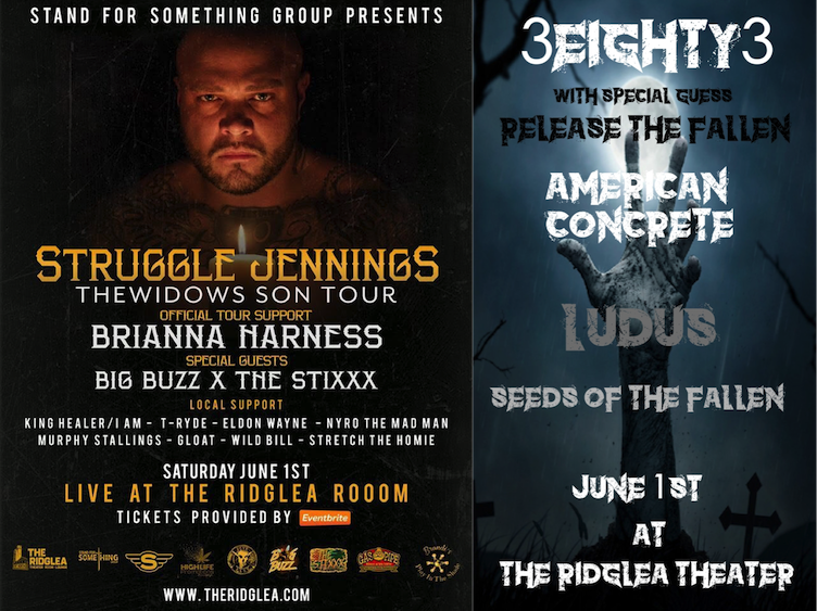 RidgleaTheater's tweet photo. 😈 This Saturday!
Struggle Jennings (@youngstrugg), Brianna Harness, BiG Buzz, The Stixxx, King Healer, T-Ryde, Eldon Wayne, Nyro The MadMan &amp; more in the Room
+
@3EIGHTY3_  w/ Release the Fallen, American Concrete, Ludus, Seeds of the Fallen in the Lounge https://t.co/PAPQvfD2lk