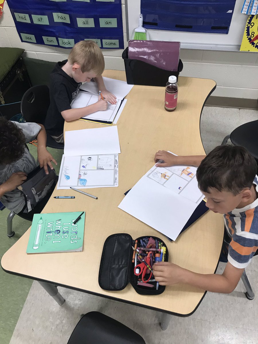 WhitneyUmbarger's tweet photo. My first graders are loving our final unit on writing projects. It is so neat to see their creative side shine, and talk about an engagement booster! #perfecttiming #boostingvolume @gilbert_primary https://t.co/dYXSRnL17T