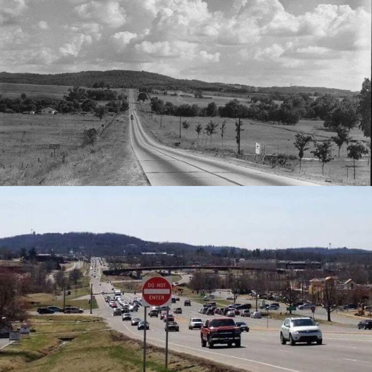 Then and Now. 

71B/College Ave in Fayetteville, AR.