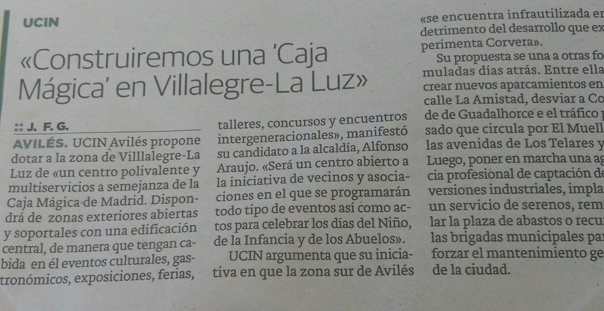 Avilés debe ser una ciudad equilibrada por ello desde <a href="/ucinaviles/">UCIN Avilés</a> proponemos un equipamiento multiusos en Villalegre-La Luz que sirva para dinamizar la zona Sur de Avilés.
Vota UCIN
#avilesenmarcha
