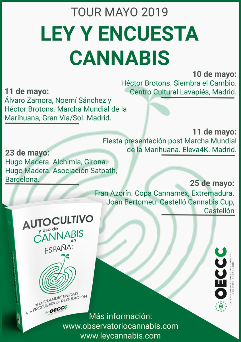 ObsCannabis's tweet photo. Esta semana seguimos con presentación

Jueves 23 de mayo mañana @H_Madera_ en @alchimiaGrow 

Jueves 23 mayo tarde
@H_Madera_ en #Satpath presentado a socios @Cat_FAC 

Sábado 25 mayo
Fran Azorín en @CannamexMCE 

Sábado 25 mayo 
@Bertomeu_Albert en copa @CSCannabisClub https://t.co/tpbmOBkICv