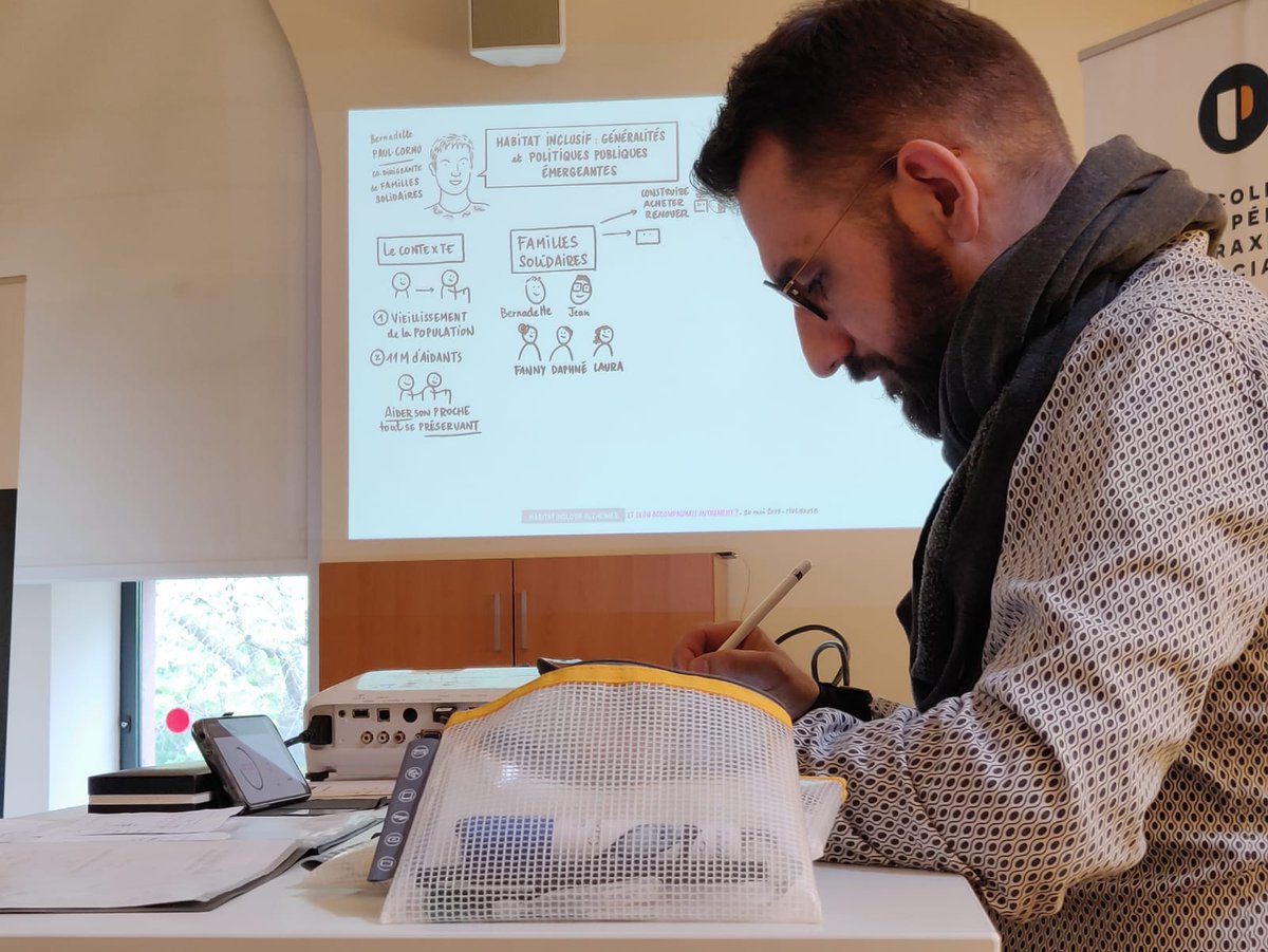 FamilSolidaires's tweet image. Frédéric BELLIER de @Clearmindfactor illustre en direct les propos des intervenants du Forum "Habitat inclusif Alzheimer"

#facilitation #graphique