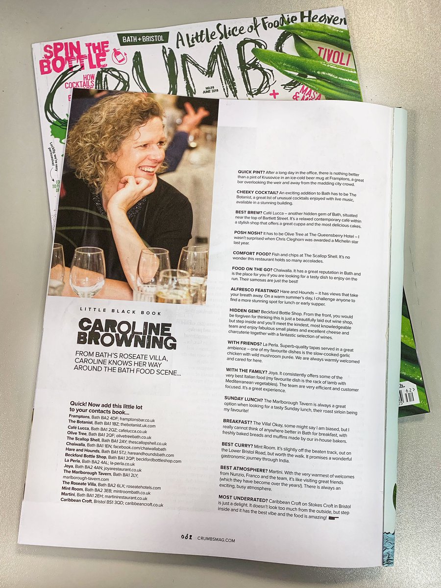 Look who it is! The lovely Caroline from <a href="/RoseateVilla/">TheRoseateVillaBath</a> is telling us her favourite Bath &amp; Bristol spots in our Little Black Book in the latest issue of <a href="/CrumbsMag/">Crumbs Magazine</a> - and her choices are 👌🏼