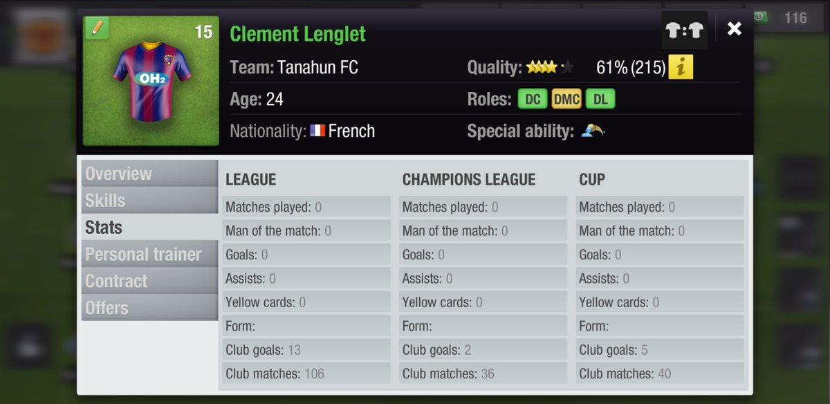 TanahunFC's tweet photo. Sold Out  !
DF Clement lenglet 4--5 season great player 😍 
Thanks And Good luck 
#TopEleven https://t.co/IZKO0NWHib