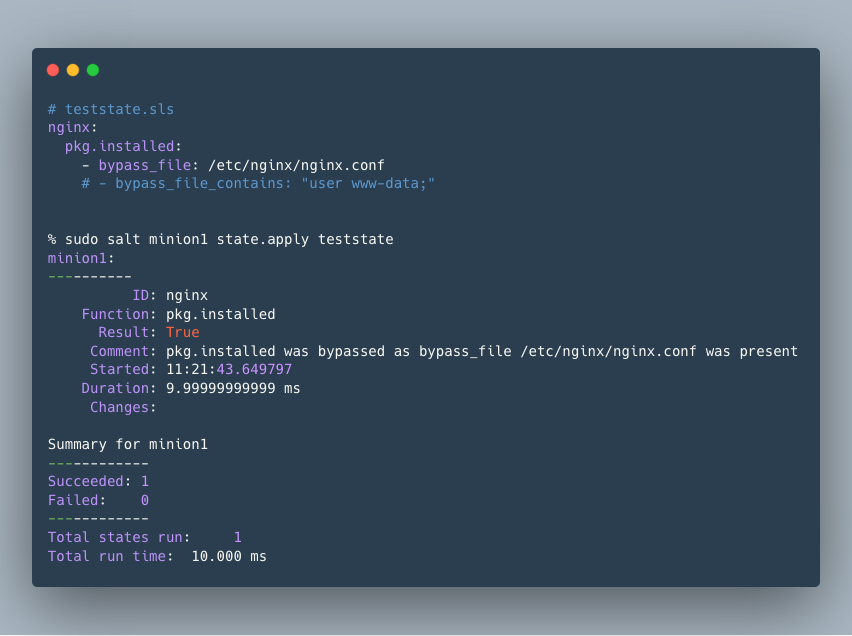 SaltTips's tweet photo. With the upcoming Salt Neon (Aug 2019 or later) you can dramatically speed up subsequent highstate runs that install many packages. Instead of slow calls to a package manager, you can use bypass args to check if a package is there:

#gitpicks #saltstack

https://t.co/wFUTiDC0fd https://t.co/4On7U30jof