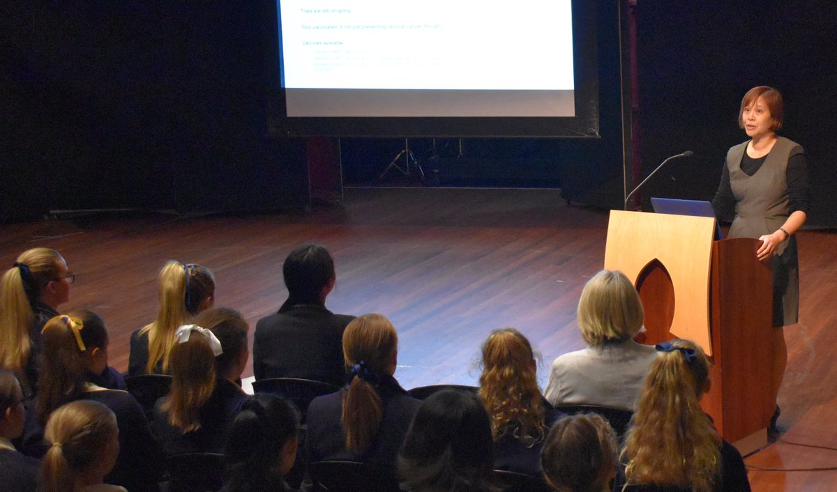 anzgog's tweet image. ANZGOG Board member Dr Pearly Khaw delivering gynaecological cancer awareness to Ruyton Girls School.  The girls have a greater understanding around cervical vaccine and screening importance to aid them in their future well being. #anzgog #cervicalcancer #research #WomensHealth