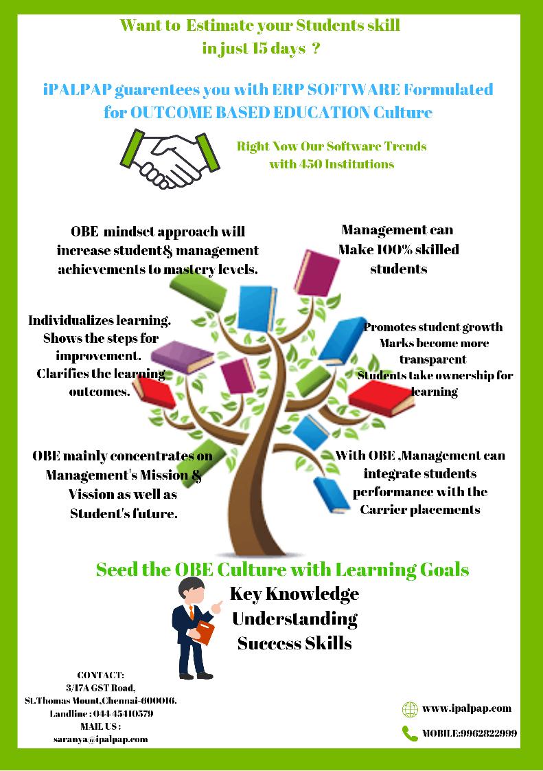 palpap_news's tweet photo. iPALPAP'S 15 days Challenge.
Smart ERP Software to estimate students skills with Outcome Based Education (OBE) Culture.
#Palpap #PalpapERP #PalpapSenthil #PalpapInchinichi #Palpapchennai #PalpapSoftware #EducationalERP #ManagementSoftware #EducationalSoftware https://t.co/qemjSSFNZs