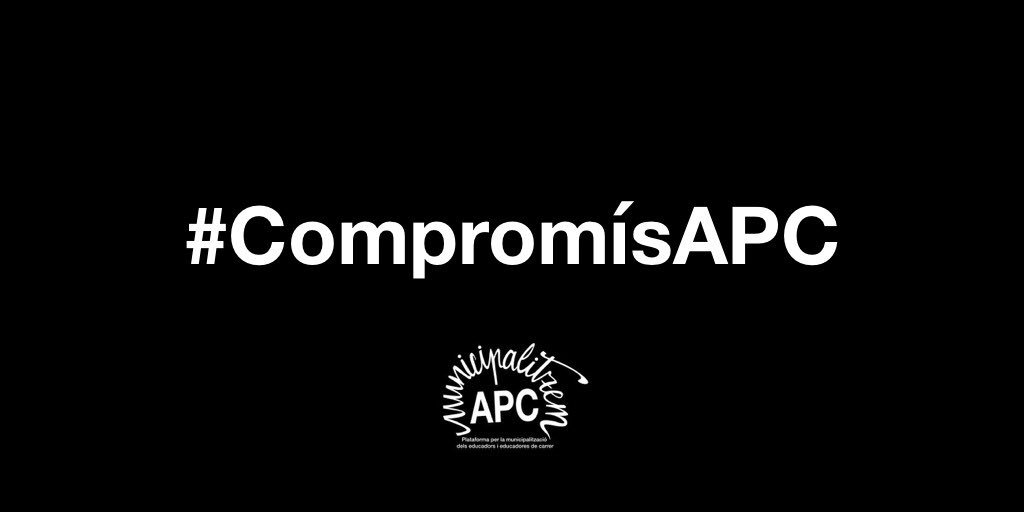 Hem demanat a les diferents candidatures un compromís públic amb la municipalització del nostre servei. No volem cap regressió en el procés iniciat! #CompromísAPC 
Comptem amb vosaltres? <a href="/bcnencomu/">Barcelona En Comú</a> <a href="/JuntsxCatBCN/">JuntsxCat Barcelona</a> <a href="/ERCbcn/">ERC Barcelona</a> <a href="/VallsBCN_2019/">Valls BCN 2019</a> <a href="/pscbarcelona/">PSC Barcelona/♥️</a> <a href="/pp_bcn/">PP Barcelona</a> <a href="/CUPBarcelona/">CUP Barcelona ♀</a>