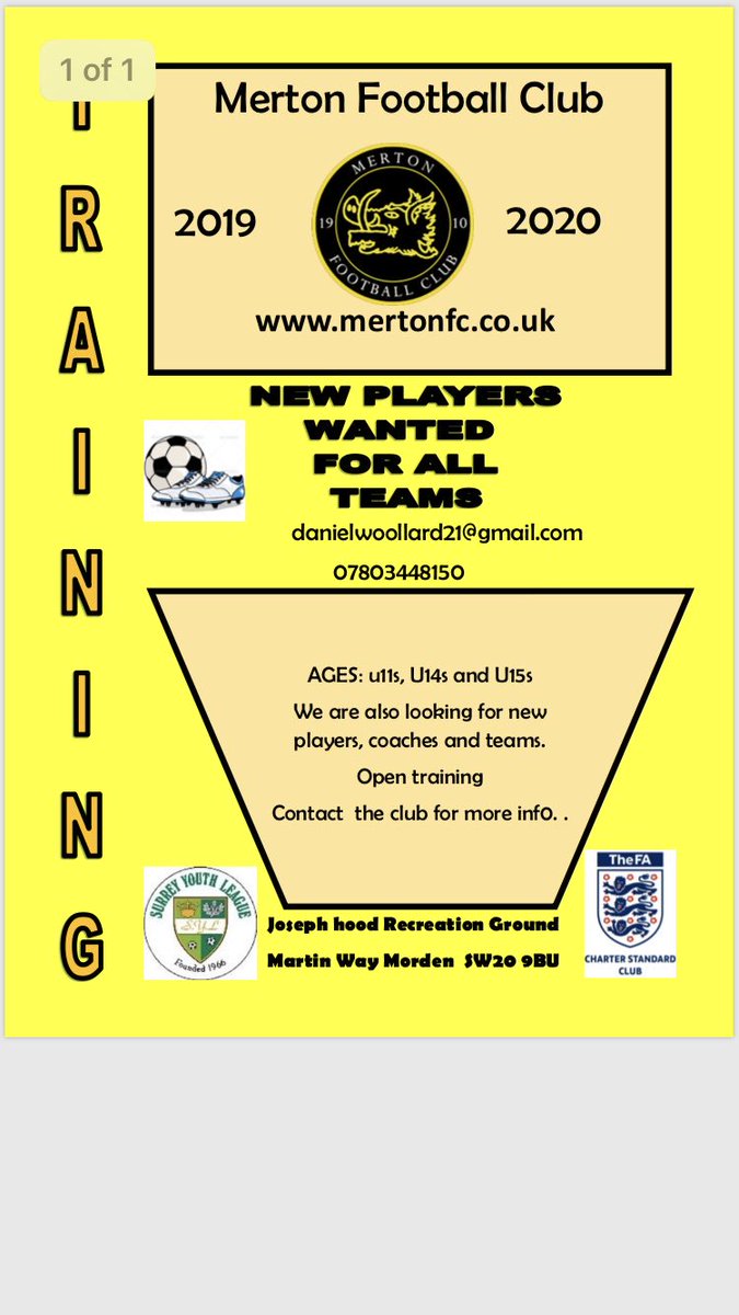Merton Fc Youth (@fcmerton) on Twitter photo Merton FC are looking for players and a coach for our u15s squad that is rebuilding this summer.<a href="/surreyfa/">Surrey FA</a> <a href="/SurreyFootball/">Surrey Youth League</a> <a href="/FunFootball4All/">Surrey Primary League</a> @FootballGrf Merton FC are looking for players and a coach for our u15s squad that is rebuilding this summer.<a href="/surreyfa/">Surrey FA</a> <a href="/SurreyFootball/">Surrey Youth League</a> <a href="/FunFootball4All/">Surrey Primary League</a> @FootballGrf