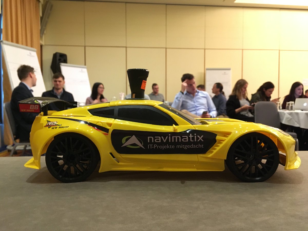 albauer_'s tweet photo. #IndustryLab @IBM #CogniJam in Vienna representing an Insurance IoT Use Case. Yellow Racer Car on tour .... https://t.co/JHkPHu7c81