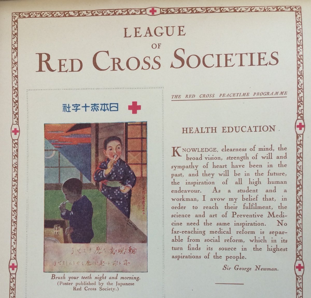 Resilienthum's tweet photo. The League of Red Cross Societies was founded in the aftermath of World War I - renamed in 1983 the League of Red Cross and Red Crescent Societies, and then in 1991 the International Federation of Red Cross and Red Crescent Societies. Health education has always been a priority. https://t.co/c0BcIGQRWR