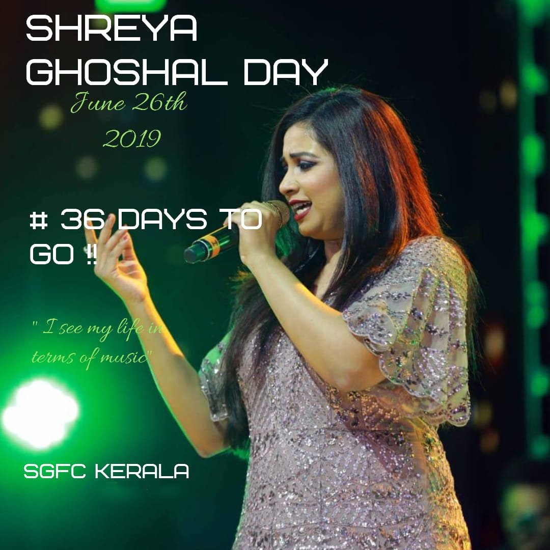 KeralaSgfc's tweet image. #36DaystoGo

🎼I see my life in terms of music💕🎤

Just 36 days to go for the 🎼#ShreyaGhoshalDay

#26June2019 
#9th_ShreyaGhoshalDay 
@shreyaghoshal