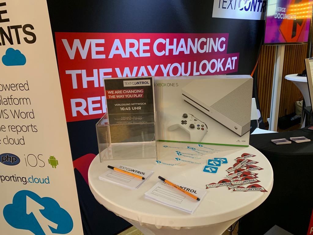 txtextcontrol's tweet photo. Good morning #mddevdays attendees. Stop by our booth and win an #XboxOne. Also grab a Text Control frisbee and #ReportingCloud stickers. Enjoy the day! https://t.co/rfi8pmwOQu
