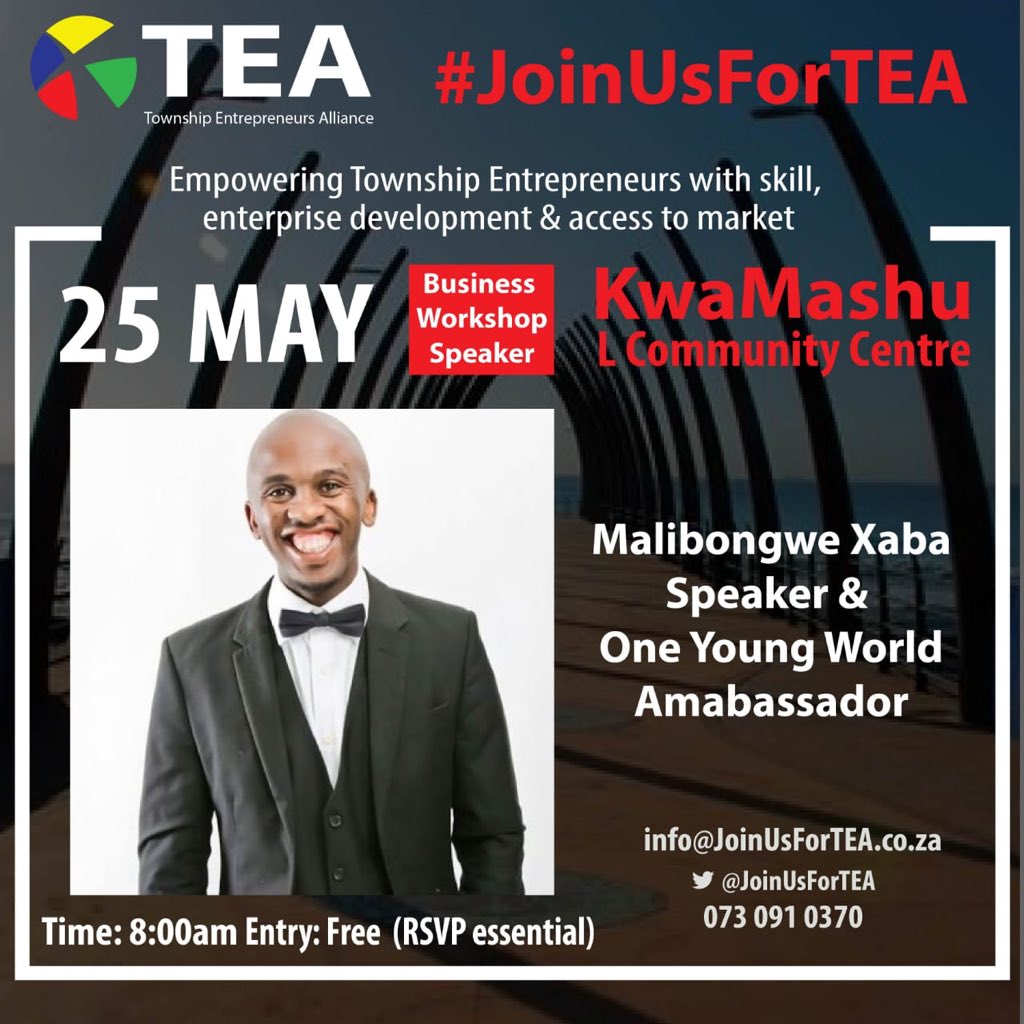 JoinUsForTEA's tweet photo. catch @Mallyzn live at #JoinUsForTEA in KwaMashu community in Kwa-Zulu Natal this Saturday
#entrepreneurship #business #networking #NetworkingEvent #SouthAfrica https://t.co/icGlbTOzMO