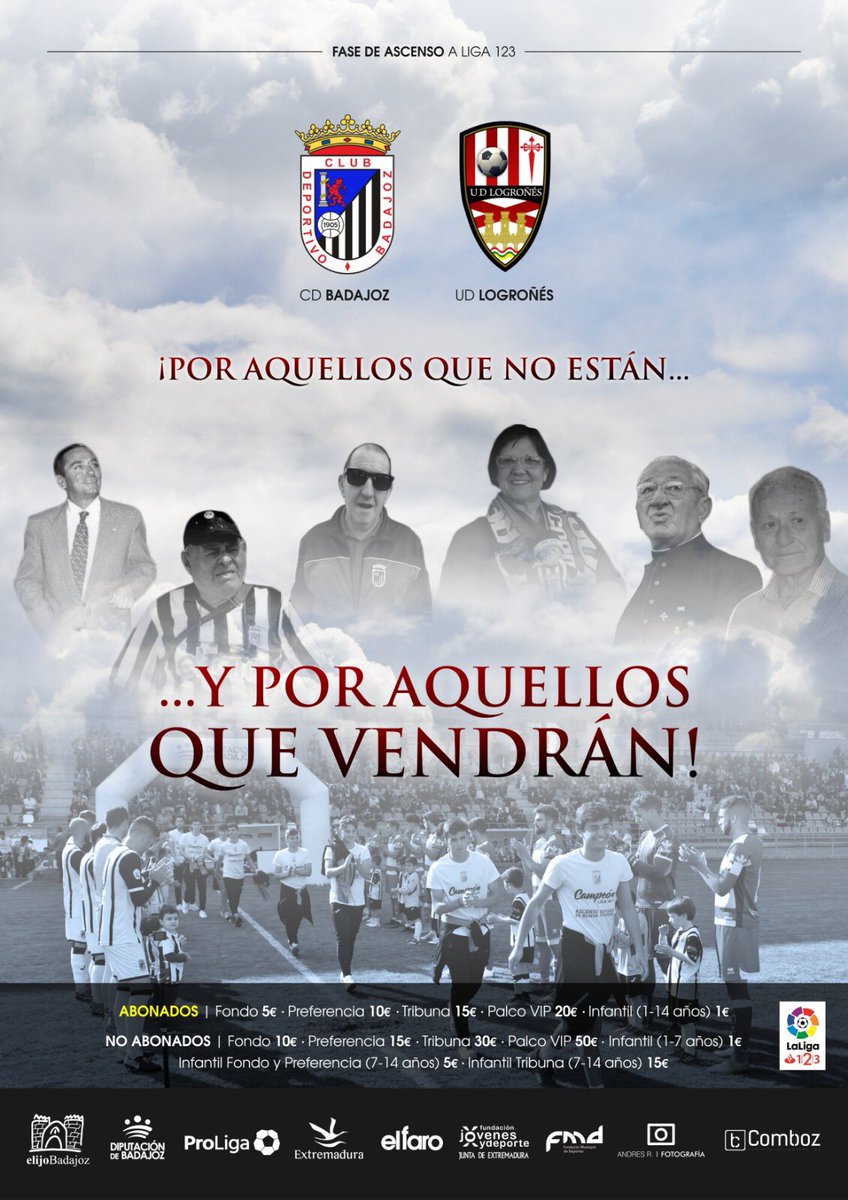 ¡Por aquellos que no están... y por aquellos que vendrán! 
¡Todos al Nuevo Vivero! 
👉🏽Información entradas
cdbadajoz.com/index.php/2019…