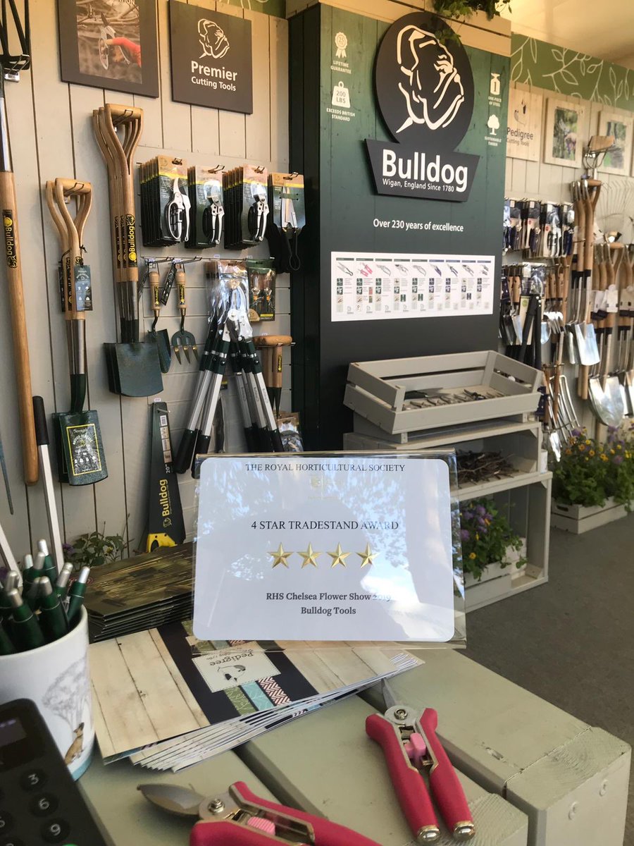 rollinsgroup's tweet photo. Wow! We’re delighted to have won an @The_RHS 4 Star Tradestand Award for our Bulldog Tools stand at this year’s #RHSChelsea Flower Show. #BulldogTools #Winners #WigansFinest #Since1780 https://t.co/BMfSDyutRZ