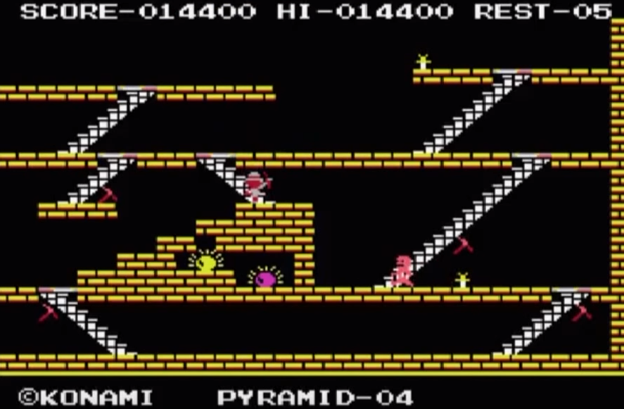 King's Valley on the MSX is a popular konami game, but I want to shine attention for non MSX fans. A action puzzle game where you gotta get all the jewels in an area with lot of digging. hell the enemies with different color have different attributes like pac-man. Hella Addicting