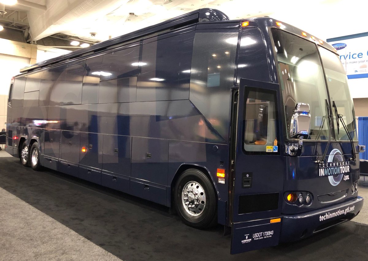 ViaPathTech's tweet photo. TIM here, hard at work at the @AmerJail Annual Conference. I could get used to being an indoor bus! Beat the heat and visit me INSIDE THE BUILDING in space #1312. #aja2019 #louisville #strategiestosuccess #TIMOnTour #GTLTechInMotion #TIM https://t.co/jdFeHRrPt2