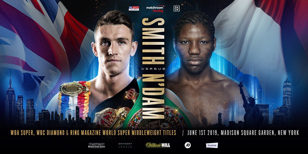 EddieHearn's tweet image. Official!! The number one super middleweight in the world @CallumSmith23 will defend his titles against @HASSANNDAM at @TheGarden June 1 live on @DAZN_USA @SkySportsBoxing 🇬🇧🇺🇸🇫🇷
