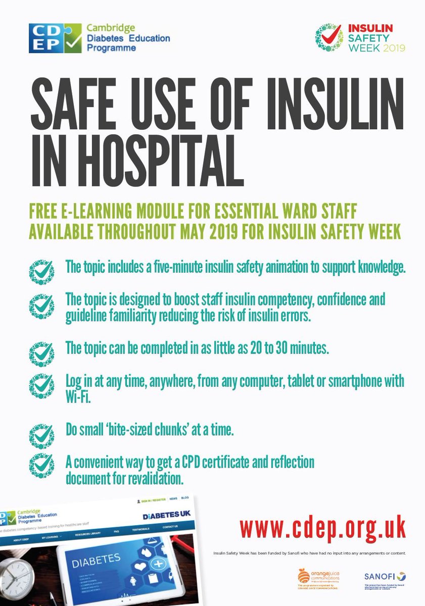 lauraloughran88's tweet image. Have you completed the CDEP Safe Use of Insulin online module? Available free throughout the month of May for #insulinsafetyweek @InsulinSafety19 #ThinkInsulin