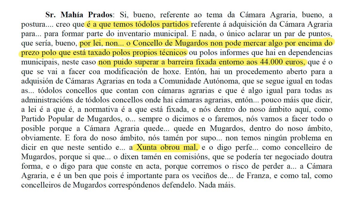 ICMugardos's tweet photo. ⚠️ Mugardos queda sen a Cámara Agraria de Franza. É a crónica dunha perda anunciada, xa que a Xunta actuou en todo momento como unha inmobiliaria e non como unha institución ao servizo do pobo.
Isto é o que dicía o PP de Mugardos hai un mes no Pleno e o que di agora. Minten. https://t.co/6UVav4umDM