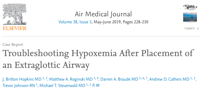 DrewCathers's tweet photo. Hot off the presses! Our discussion of addressing hypoxemia through an extraglottic airway device.  Thank you to our collaborators - @DarrenBraude @mattroginski.  @UWMedFlight @MadtownEM @UWEmerMed @AMPAdocs @MikeSteuerwald @MNShahMD 

https://t.co/NSahOyZN1T https://t.co/gPMwqSRaCc
