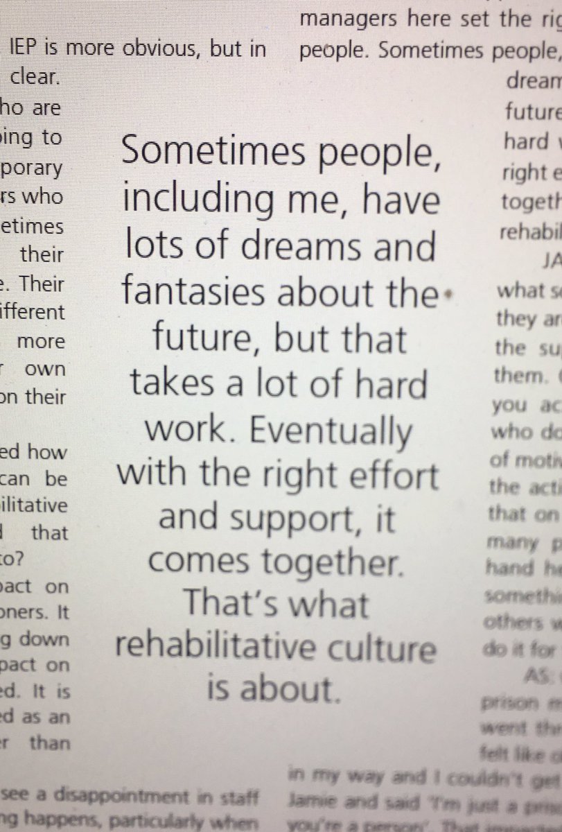 I’ve had the privilege of a sneak preview of July’s Prison Service Journal, a Special Issue on #RehabilitativeCulture in prisons.  Lots of different viewpoints on prison culture and a definite feel of change happening. @PSJ_UK @drjamiebennett