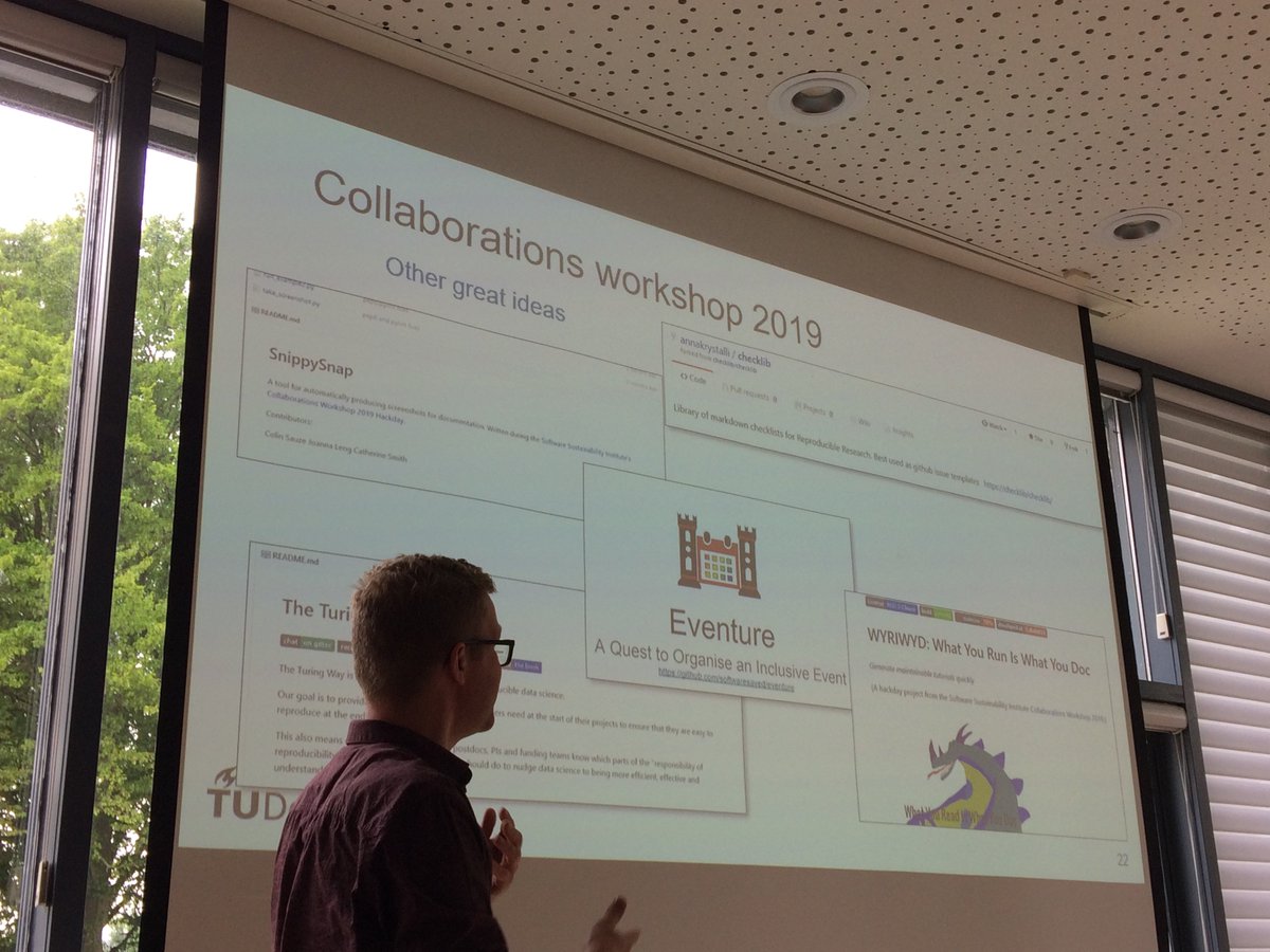YaseminTurkyilm's tweet photo. Our Data Champion Victor Koppejan sharing great ideas from the Collaborations Workshop 2019 (CW19) #CollabW19 @SoftwareSaved @tudelft @TNWTUDelft https://t.co/VIy97rTVjd