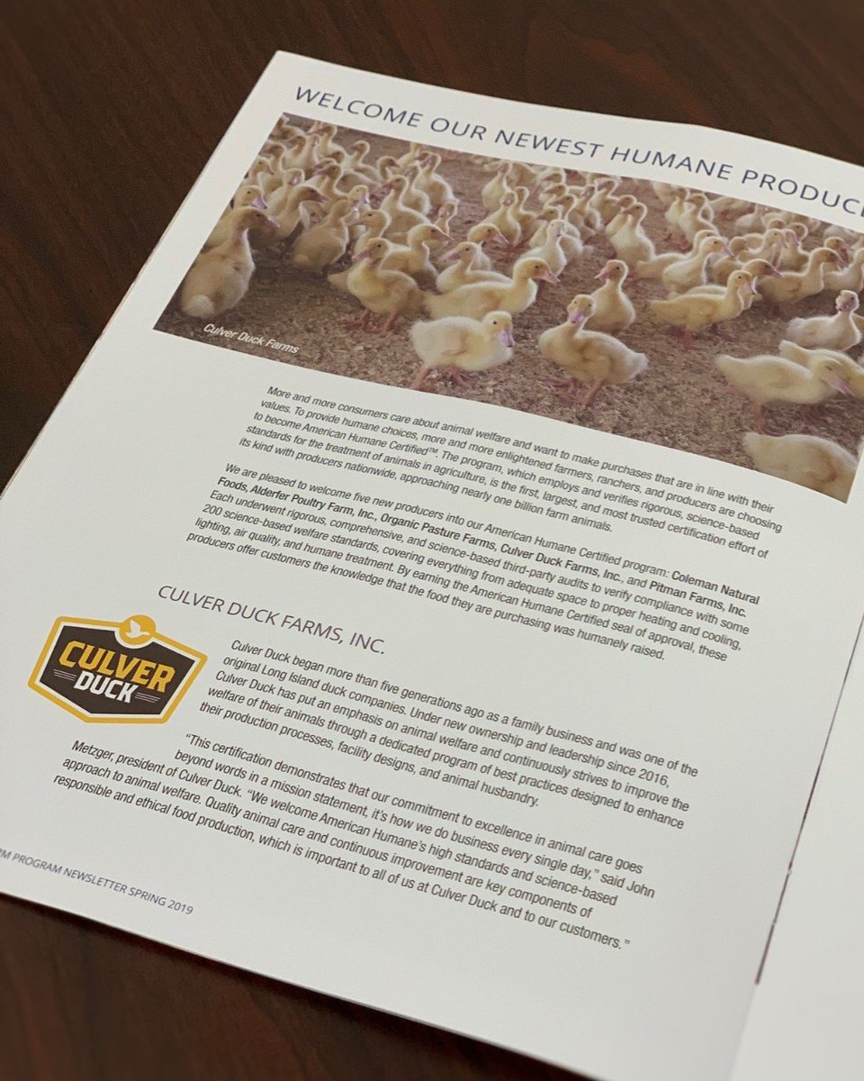 Culver_Duck's tweet photo. Special shout out to our partners American Humane for featuring us on the front cover! Check out the article here! Thanks #AHC
#FeaturedProducer #FrontCover #AmericanHumane #CulverDuckFarms #MeatTheFuture #PoultryNews #Duck #Poultry https://t.co/76E7ReD2td